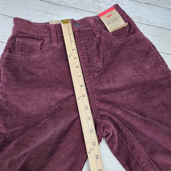 Levi's Corduroy Pants 25x29 Burgundy High Waisted Mom Jeans Tapered Leg NEW - Picture 8 of 14